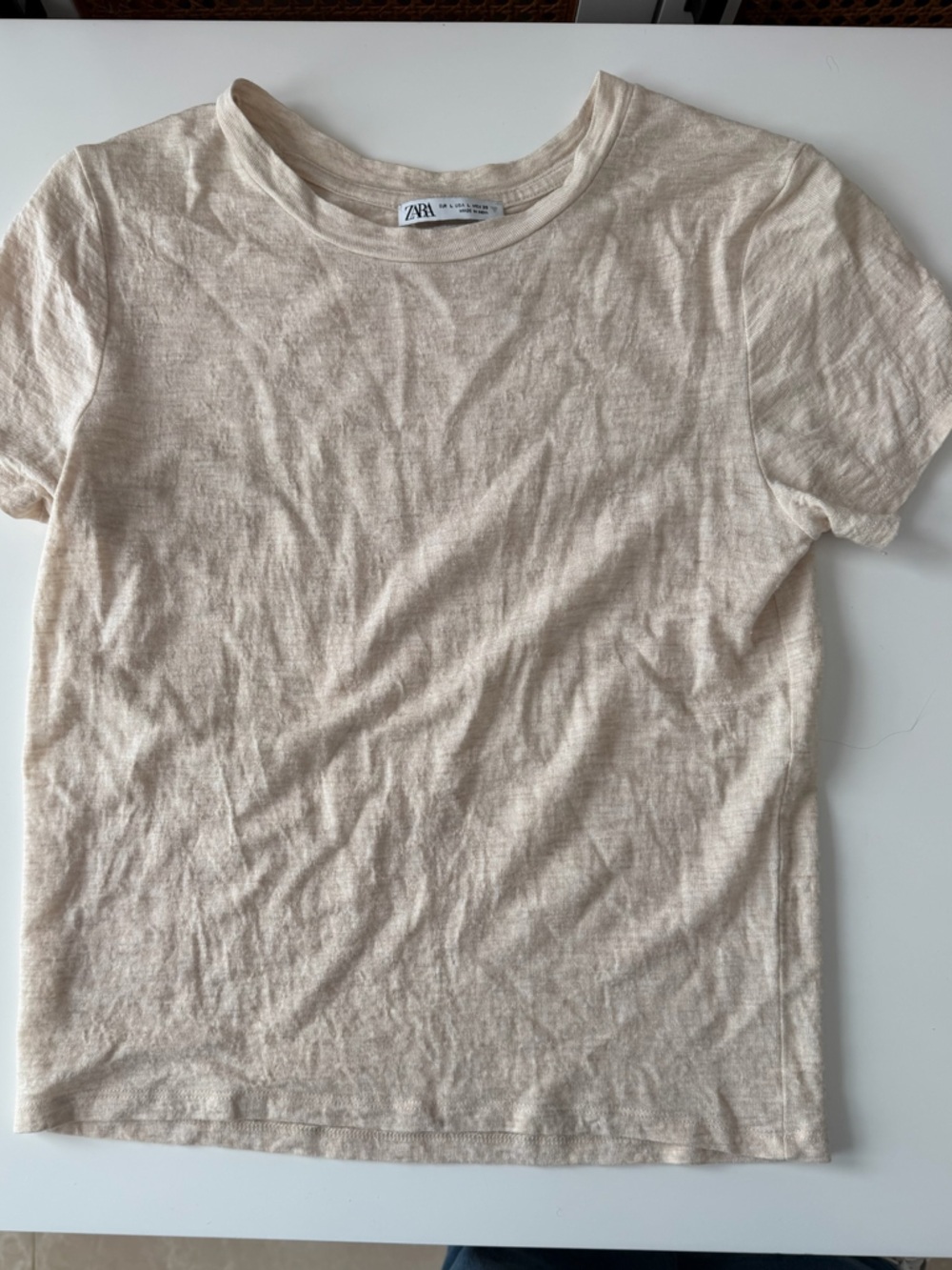 Zara | Basic T-Shirt | Light Beige Crewneck Short Sleeve Tee